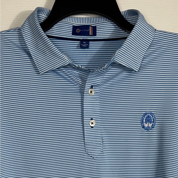 Stitch men's golf polo, XL, blue/white stripe , small logo on front - Picture 3 of 11